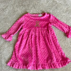 Pink chenille dress size 4T with Letter A embroidery